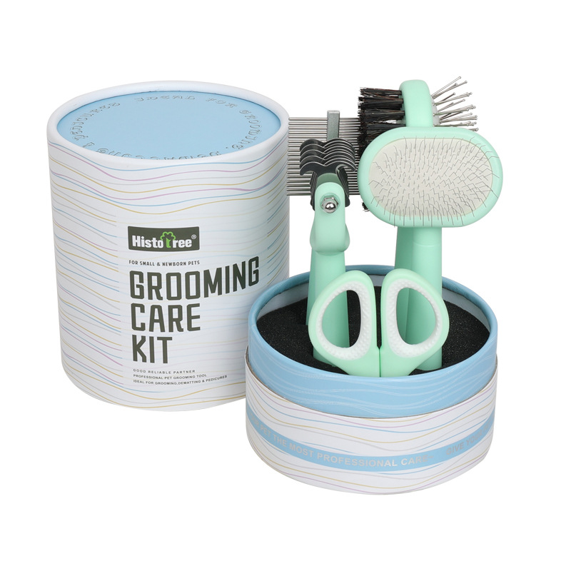 V888-ELOSUNG27735-202505191225-00 Green And Blue Complete 5-in-1 Pet Grooming Care Kit - Professional Deshedding Brushes, Combs & Nail Clippers Set for Dogs & Cats - Image 1