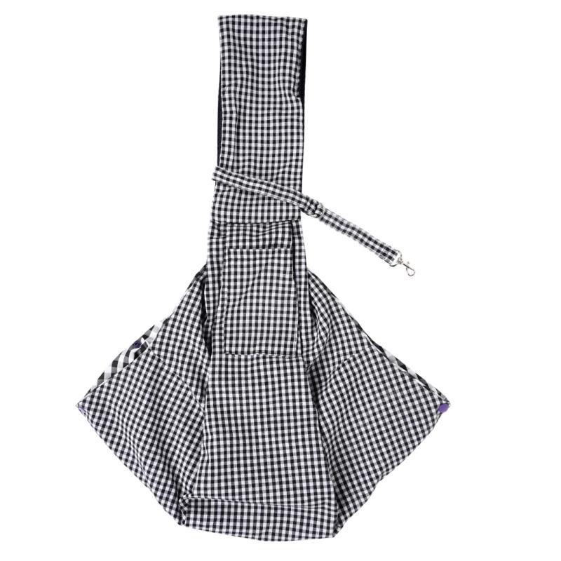 V888-ELOSUNG27738-202505191209-00 Black and White Checkered Comfortable Pet Sling Carrier for Small Dogs & Cats - Breathable Cotton Checkered Bag, Hands-Free, Safety Features - Image 1