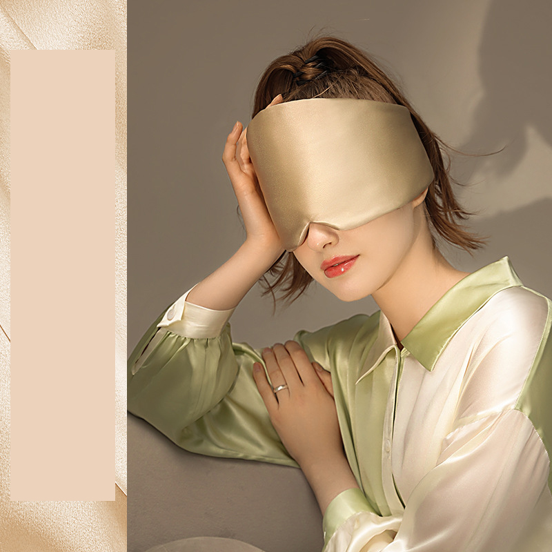 V888-ELOSUNG27742-202505191226-00 Champagne Luxury 19 Momme Mulberry Silk Sleep Mask - Total Blackout Comfort, Wide Design & Adjustable Strap - Image 1
