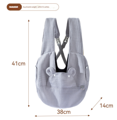 V888-ELOSUNG27855-202505231327-00 Grey Soft Quilted Pet Carrier Backpack - Front Pack for Small Dogs & Cats (Up to 6kg) | Secure X-Straps, Breathable Design - Image 1