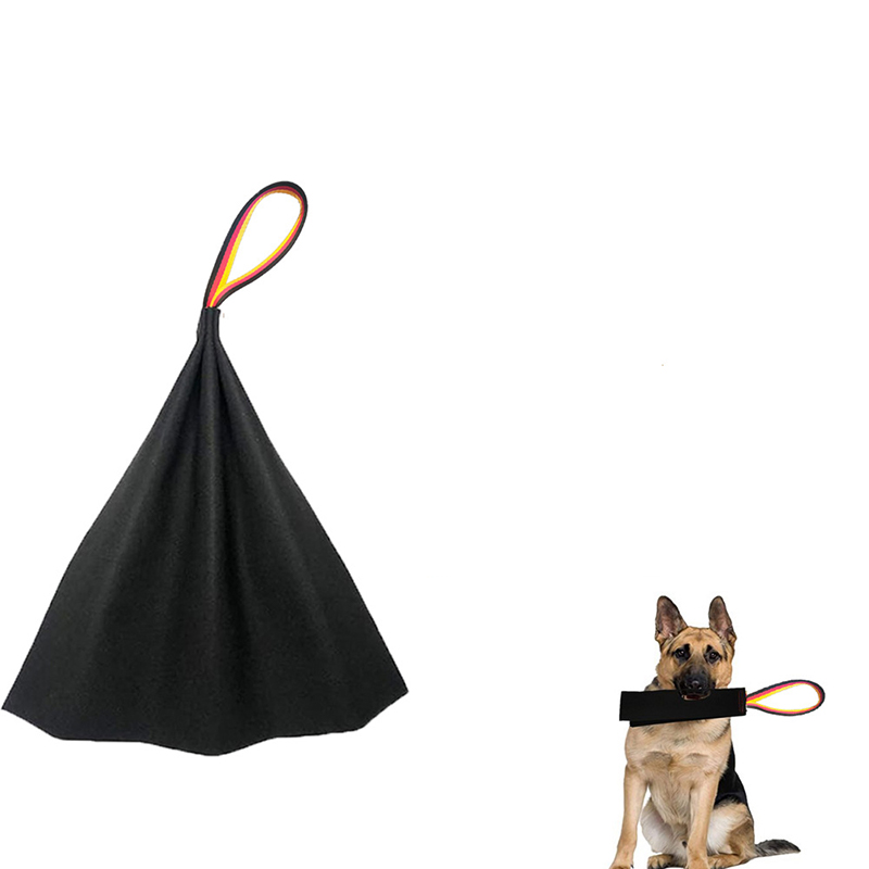 V888-ELOSUNG27881-202505231406-00 Black Premium Full-Grain Leather Dog Training Tug - Interactive Bite Rag with Strong Loop Handle for Play & Drive Building - Image 1