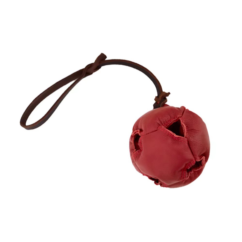 V888-ELOSUNG27885-202505231112-00 Red Durable Leather Dog Training Ball with Loop Handle - Interactive Bite & Tug Toy for Playful Pups - Image 1