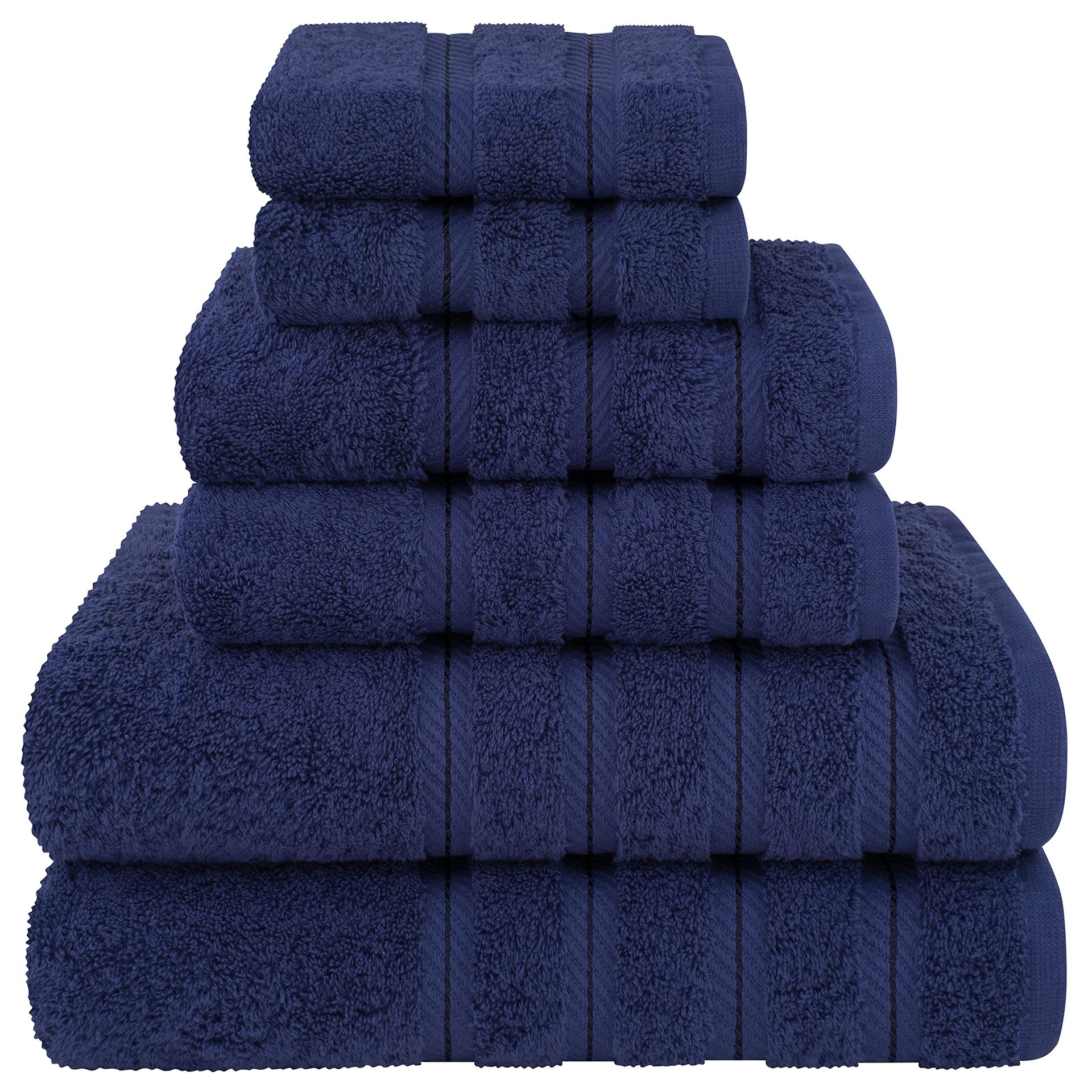 V888-ELOSUNG27905-202505231141-00 Dark Blue Luxury 6-Piece Combed Cotton Towel Bale Set - Ultra Soft & Absorbent Bath, Hand, Face Towels - Image 1
