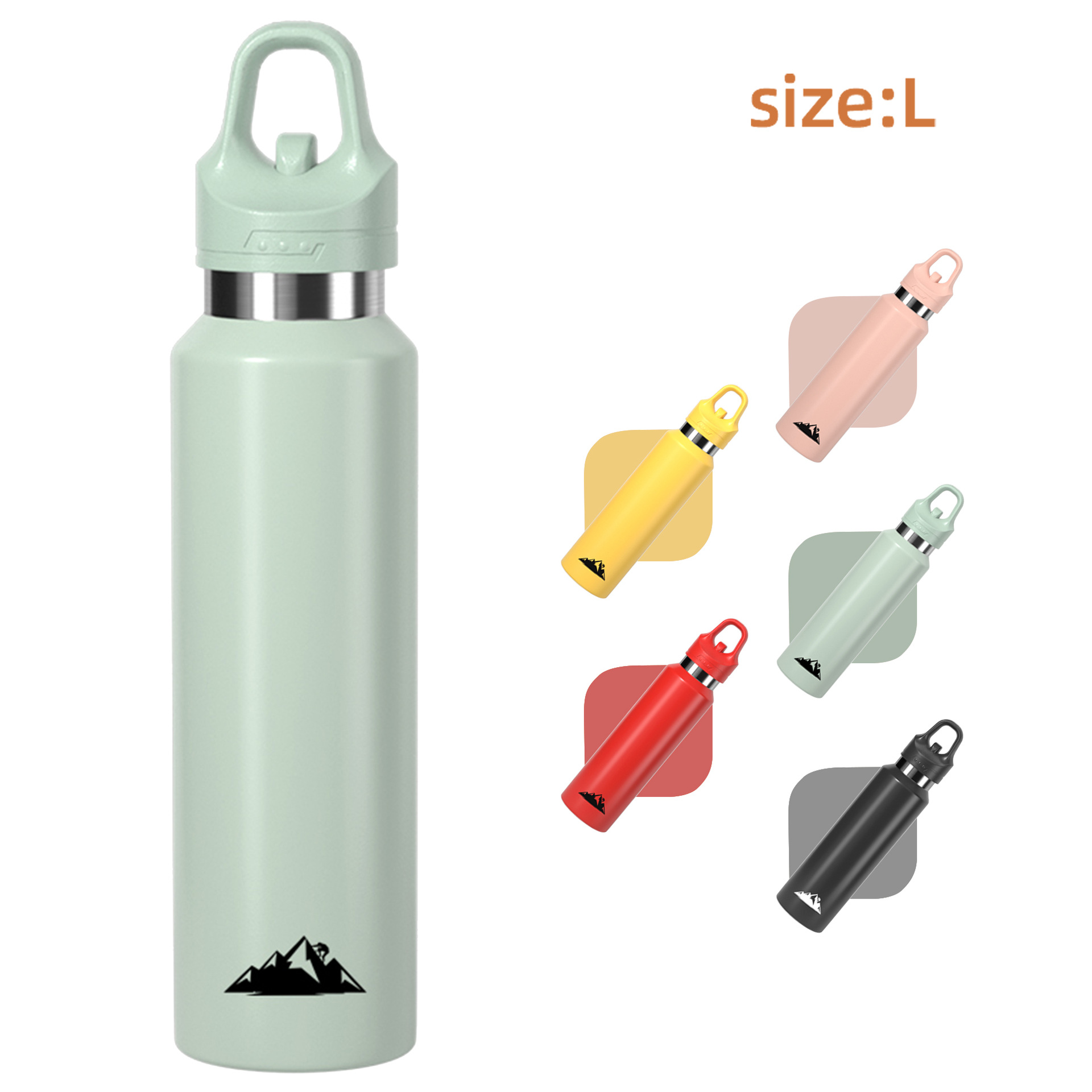 V888-ELOSUNG27938-202505231308-00 Green 680ml Insulated Stainless Steel Water Bottle - Leakproof One-Click Lid Thermal Flask for Hot & Cold Drinks - Image 1