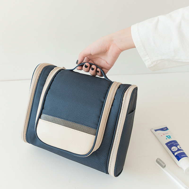 V888-ELOSUNG27963-202505231117-00 Dark Blue Large Capacity Hanging Travel Toiletry Bag - Portable Waterproof Organizer for Cosmetics, Makeup & Toiletries with Multiple Compartments - Image 1