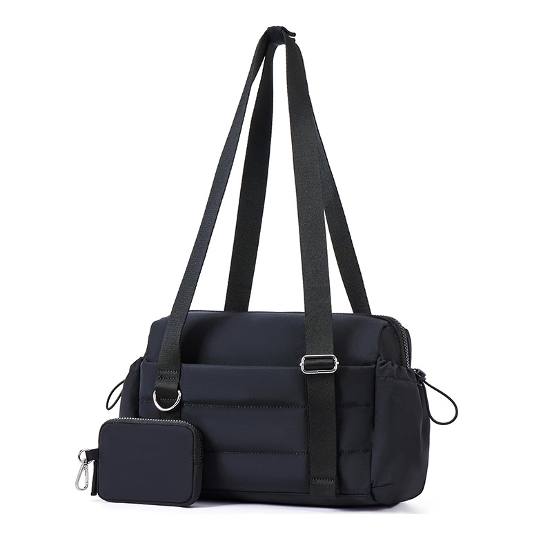 V888-ELOSUNG27987-202505231318-00 Black Chic Women's Mini Gym Duffel Bag - Lightweight Nylon Shoulder Tote with Wet Pocket, Multiple Compartments & Removable Pouch - Image 1