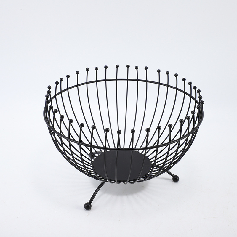 V888-ELOSUNG28029-202504281512-00 Small Feet Black Modern Metal Wire Fruit Basket Bowl - Countertop Storage for Fruit & Snacks - Image 1