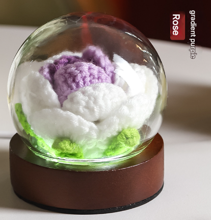 V888-ELOSUNG28111-202504281421-00 Gradient Purple Rose Knitted Flower LED Dome Lamp - USB Touch 3-Color Night Light - Image 1