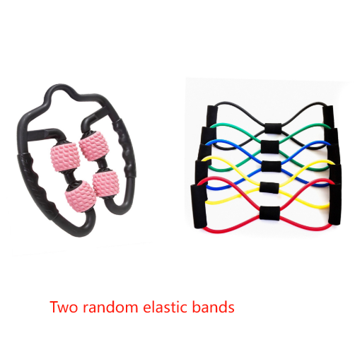 V888-ELOSUNG28200-202504291527-00 Pink Set of 2 Foam Roller Ring Leg Massagers with 2 Resistance Bands - Muscle Relief Kit - Image 1