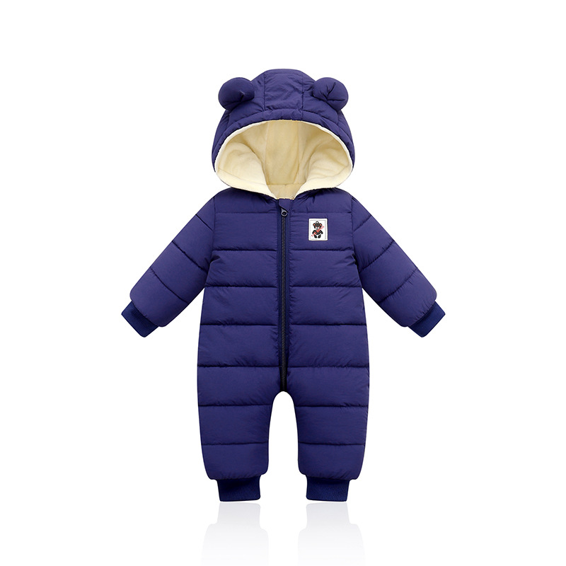V888-ELOSUNG28205-202504291527-00 Suitable For Height 66cm Dark Blue Baby & Toddler Hooded Padded Snowsuit - Fleece Lined Winter Romper Outerwear - Image 1