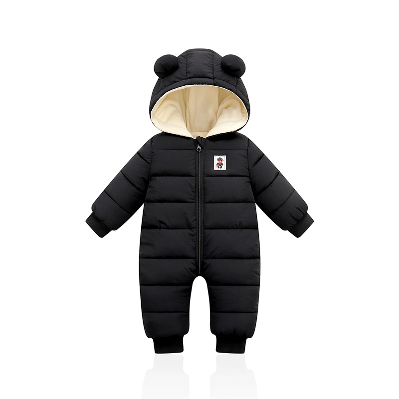V888-ELOSUNG28210-202504291546-00 Suitable For Height 73cm Black Baby & Toddler Hooded Padded Snowsuit - Fleece Lined Winter Romper Outerwear - Image 1