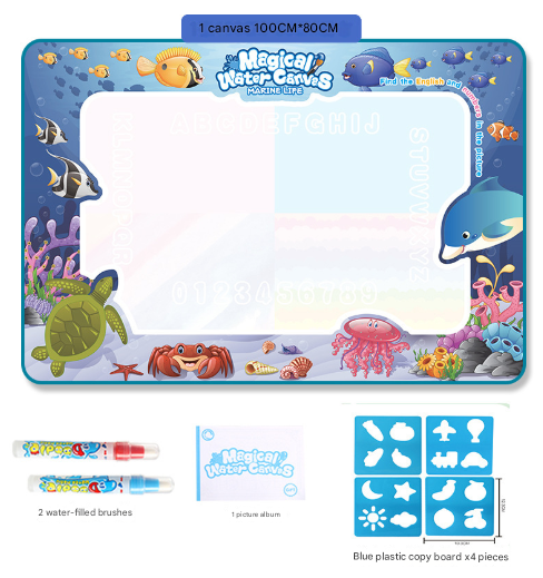 V888-ELOSUNG28214-202504291553-00 Sea Animals Giant Aqua Magic Doodle Mat 100x80cm - Mess-Free Reusable Water Drawing Pad for Creative Kids - Image 1