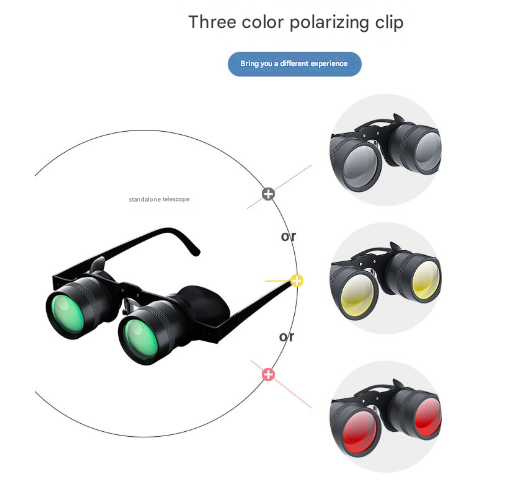 V888-ELOSUNG28355-202505081801-00 10x Telescope + Tri-colour Polarised Lens 10x HD Fishing Binocular Glasses - Polarized Zoom for Float Watching - Image 1