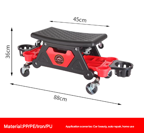 V888-ELOSUNG28369-202505132010-00 Divided Cup Holder Auto Repair Polishing Stool - Detachable Seat Car Wash Tool Creeper Stool - Image 1