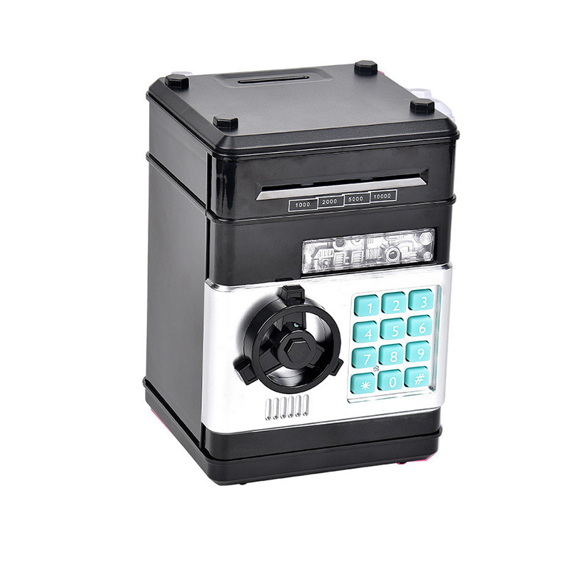 V888-ELOSUNG28466-202505131832-00 Black Children's Mini Safe Piggy Bank with Fingerprint and Password Lock - Image 1
