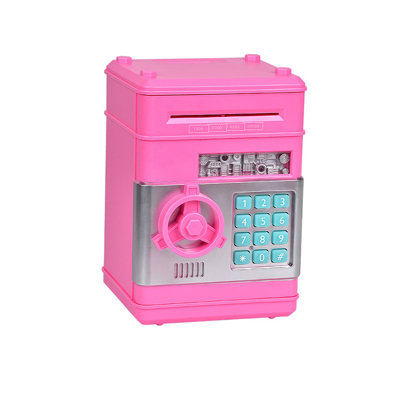 V888-ELOSUNG28467-202505131833-00 Pink Children's Mini Safe Piggy Bank with Fingerprint and Password Lock - Image 1