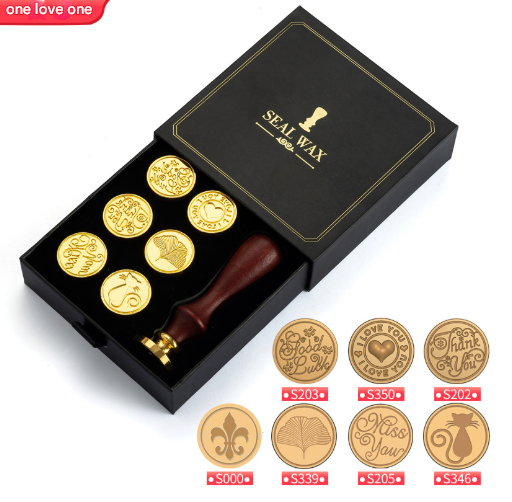 V888-ELOSUNG28491-202505131915-00 Love 2-Piece Retro Sealing Wax Stamp Set - 11.3 x 11.3 x 3.6 cm DIY Gift Box Kit for Handmade Crafts - Image 1