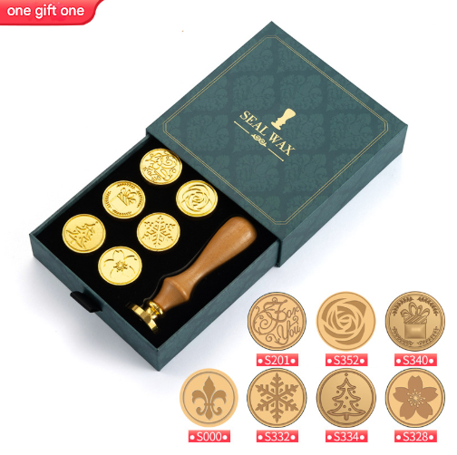 V888-ELOSUNG28492-202505131915-00 Present 2-Piece Retro Sealing Wax Stamp Set - 11.3 x 11.3 x 3.6 cm DIY Gift Box Kit for Handmade Crafts - Image 1