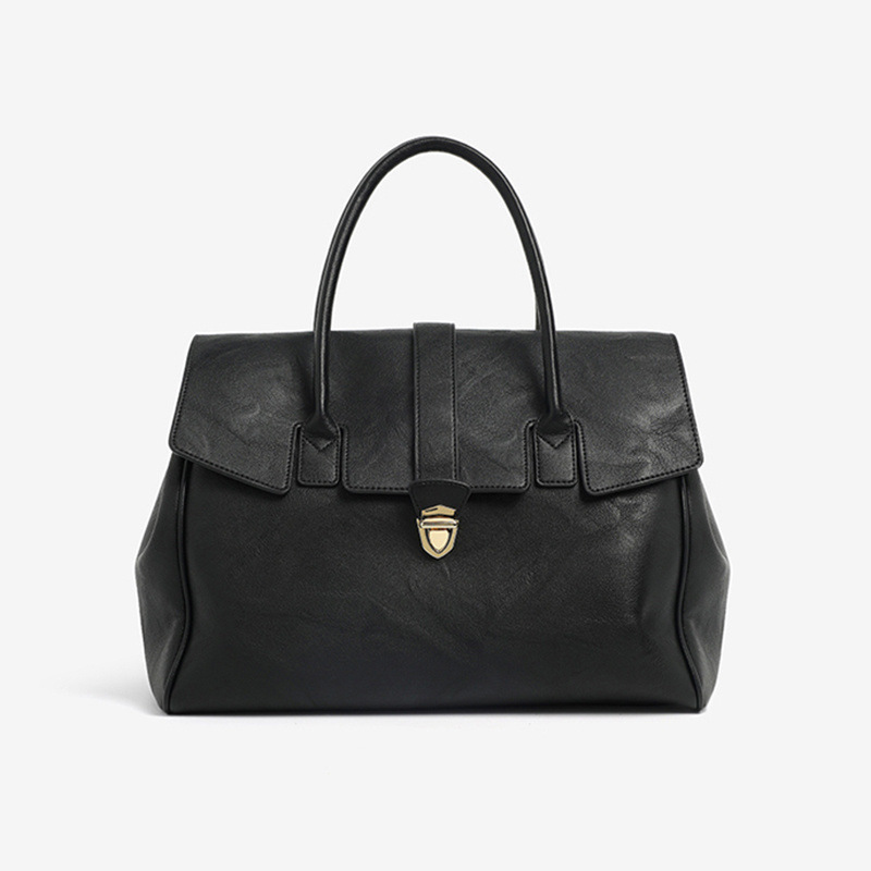 V888-ELOSUNG28570-202505151721-00 Black Spacious Women's PU Leather Tote Bag with Laptop Compartment - Image 1