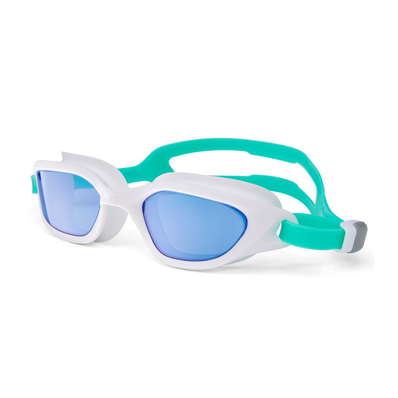 V888-ELOSUNG28580-202505151727-00 White-green Premium Full-View Anti-Fog Adult Swim Goggles with Transparent Case - Image 1