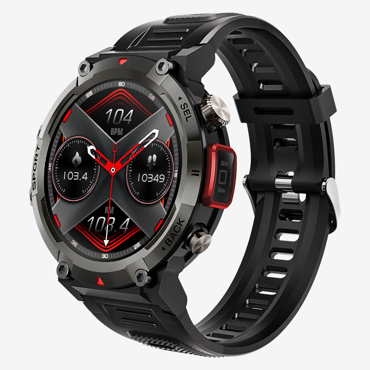 V888-ELOSUNG28594-202505151807-00 Black-red Outdoor Smartwatch with 1.45-Inch HD Round Screen and Flashlight - Image 1