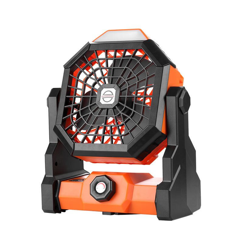 V888-ELOSUNG28858-202505231116-00 Black-orange Portable USB Camping Fan with 7800mAh Battery and 3-Mode LED Lighting - Image 1