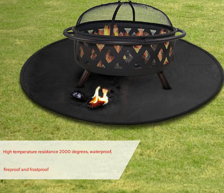 V888-ELOSUNG28869-202505231135-00 30-Inch Black Fireproof Mat for Fire Pit and BBQ - Silicone Coated - Image 1