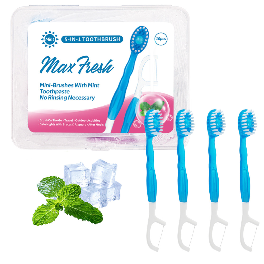V888-ELOSUNG29048-202505191141-00 4-in-1 Disposable Travel Toothbrush with Flavor Burst Bead(Mint flavor) - Image 1