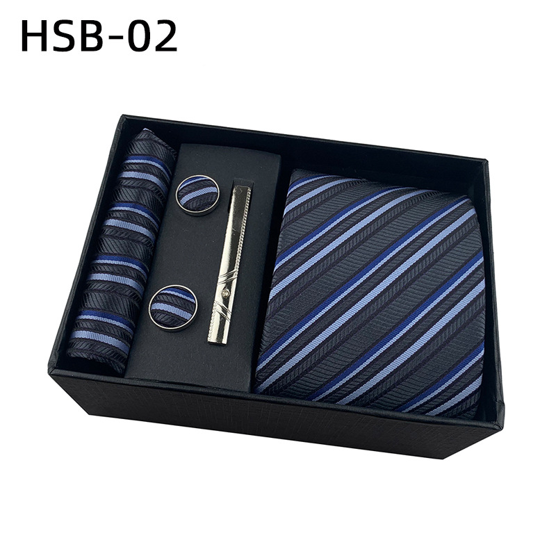 V888-ELOSUNG29101-202505231207-00 Men's Luxury Necktie Gift Set - 4 Piece Set with Tie, Pocket Square, Cufflinks & Tie Clip(Charcoal gray) - Image 1