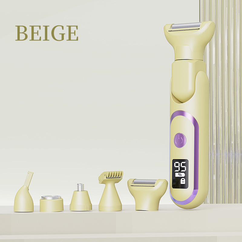 V888-ELOSUNG29305-202505261537-00 5-in-1 Electric Lady Shaver & Grooming Kit - LCD Display, USB-C Rechargeable, Full Body Hair Removal(Yellow) - Image 1