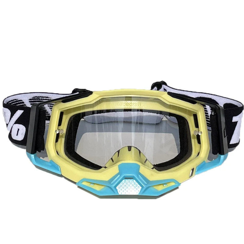 V888-ELOSUNG29351-202505301133-00 Pro Motocross Goggles - Windproof, UV400 Protection with TPU Frame & PC Lens, Adjustable Strap(Yellow frame,transparent lens) - Image 1