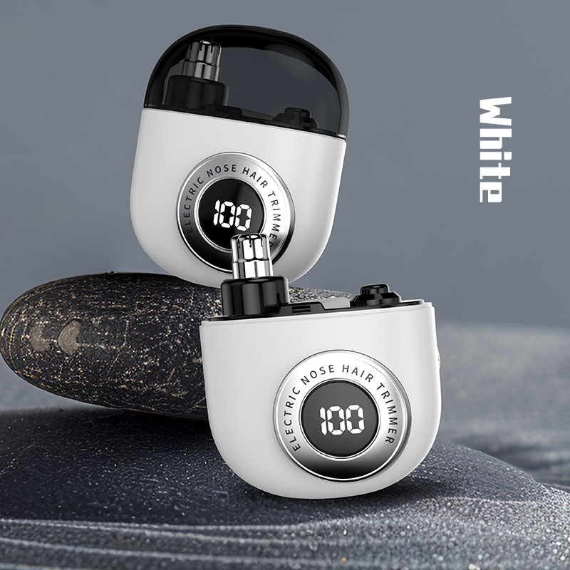 V888-ELOSUNG29355-202505301133-00 Mini Electric Nose Hair Trimmer - USB-C Rechargeable, LED Display, Washable Head, Painless Grooming(white) - Image 1