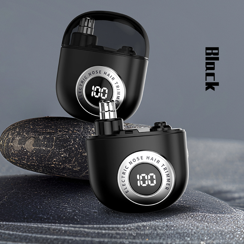 V888-ELOSUNG29356-202505301133-00 Mini Electric Nose Hair Trimmer - USB-C Rechargeable, LED Display, Washable Head, Painless Grooming(black) - Image 1