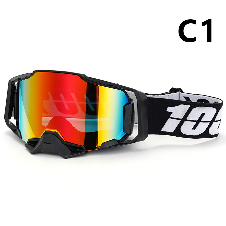 V888-ELOSUNG29556-202506051745-00 Professional Motocross & Ski Goggles - HiPER Lens, TPU Frame(Black frame with white straps-red lenses) - Image 1