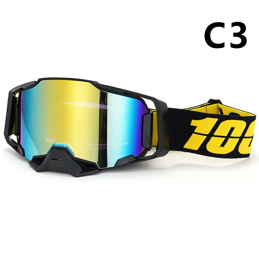 V888-ELOSUNG29558-202506051742-00 Professional Motocross & Ski Goggles - HiPER Lens, TPU Frame(Black frame with yellow belt and gold lens) - Image 1