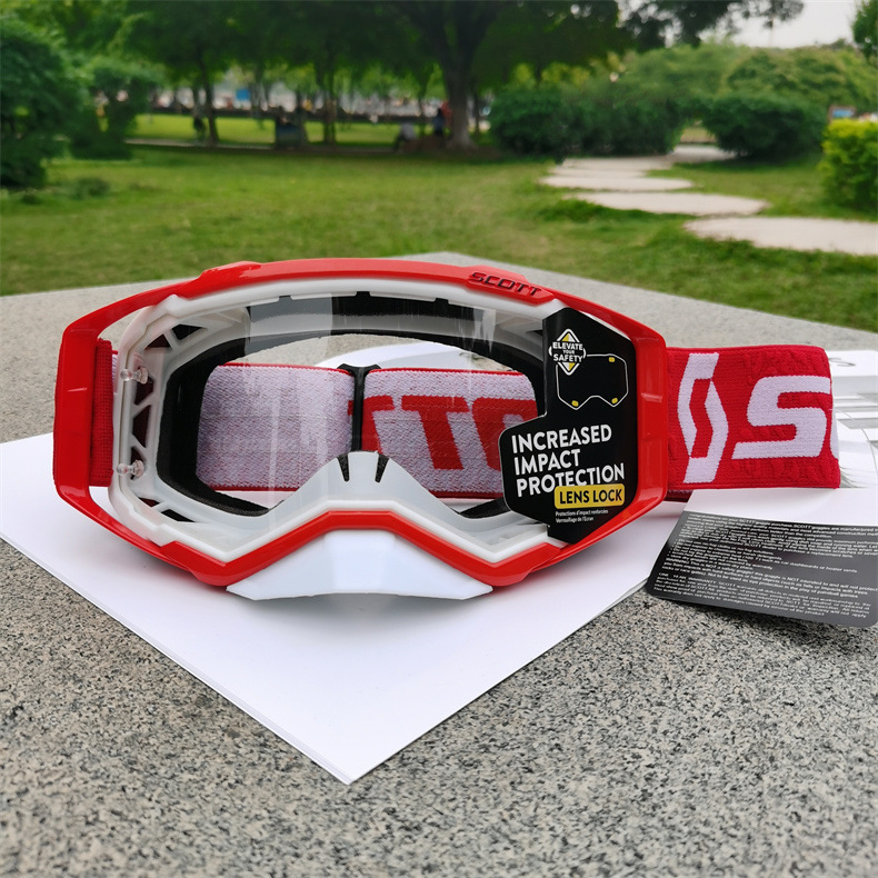 V888-ELOSUNG29630-202506111514-00 Performance Motocross & Off-Road Goggles - Increased Impact Protection with Lens Lock System(White and red frame transparent piece) - Image 1
