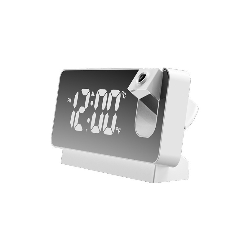 V888-ELOSUNG29718-202506190716-00 LED Digital Projection Alarm Clock - Temperature, Date, Snooze & 180 Adjustable Projector(White shell white light) - Image 1