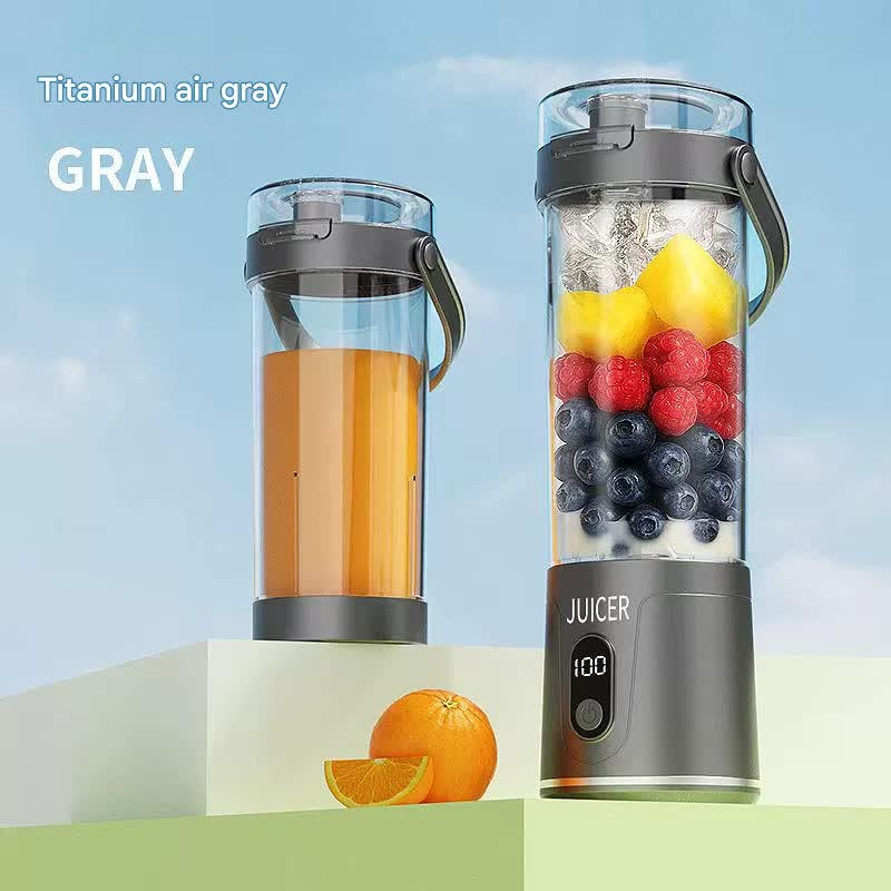 V888-ELOSUNG29763-202506190613-00 Portable Wireless Juicer Cup - 600ml, 12-Blade, USB-C Rechargeable Smoothie Blender(grey) - Image 1