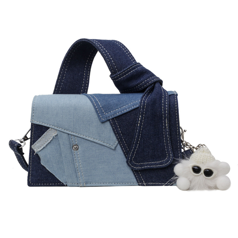 V888-ELOSUNG29803-202506190632-00 Chic Patchwork Denim Handbag - Versatile Crossbody, Shoulder & Top-Handle Bag(Blue color matching) - Image 1