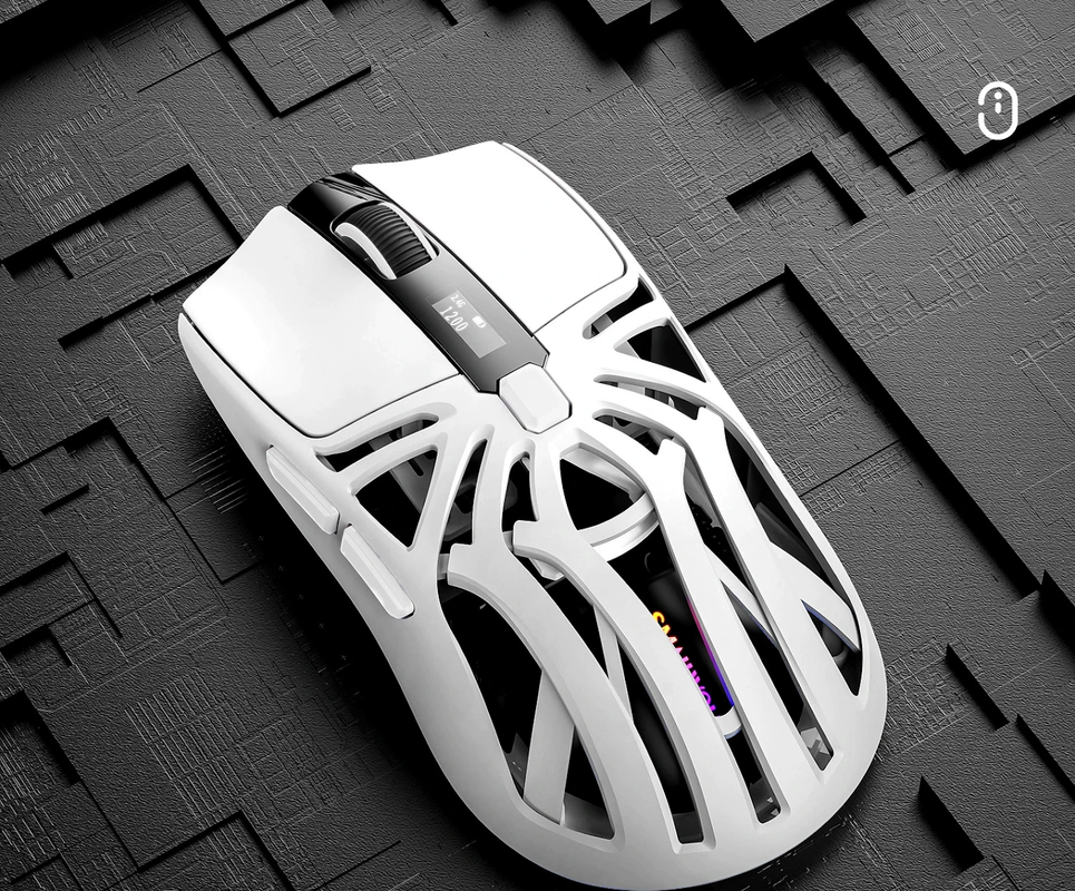 V888-ELOSUNG29824-202506190640-00 Tri-Mode Wireless Gaming Mouse - 1KHz Polling, 10000 DPI, Digital Display, Lightweight 73g(White) - Image 1