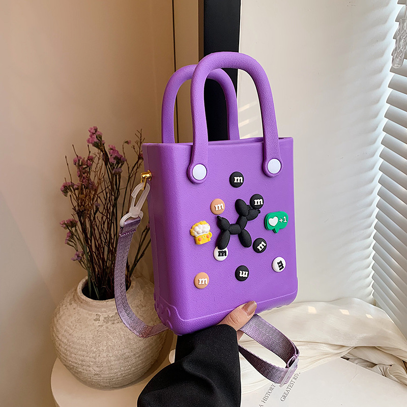 V888-ELOSUNG29963-202506191238-00 EVA Large Capacity Crossbody & Handbag - Customizable with Charms, Lightweight & Versatile,Purple (with DIY accessories) - Image 1
