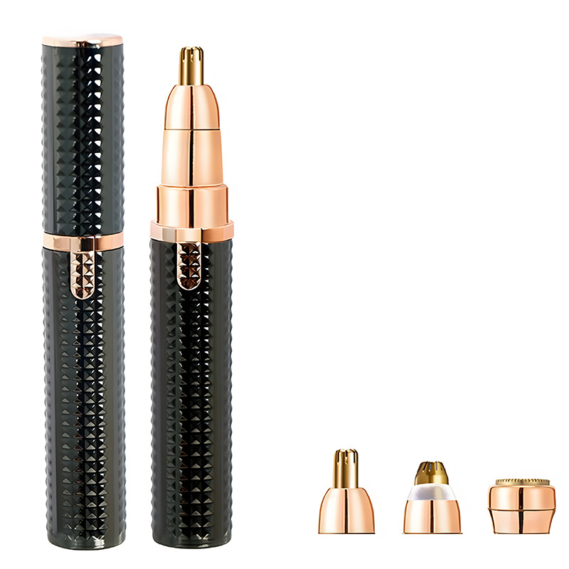 V888-ELOSUNG29999-202506191326-00 3-in-1 Rechargeable Electric Trimmer for Women - Nose, Eyebrow & Facial Hair Remover with Washable Heads & LED Light(black) - Image 1