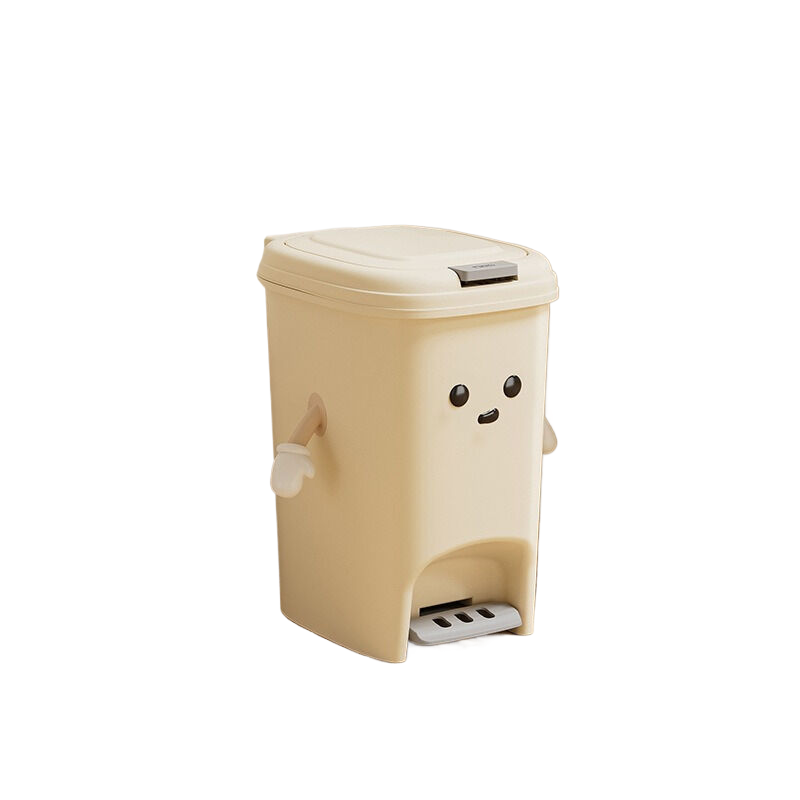 V888-ELOSUNG318-201882-00 Cream white 8L foot pedal trash can U fun style 20cm * 27.5cm * 27.5cm - Image 1