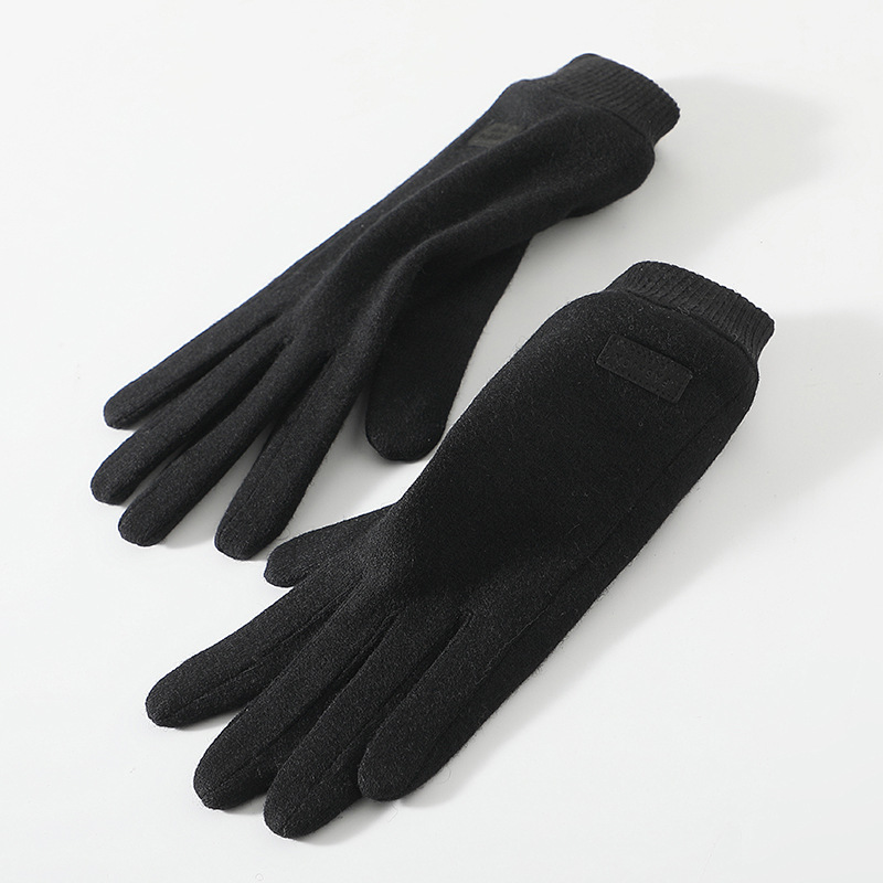 V888-ELOSUNG32029-202505261546-00 Black Elegant Women's Wool Blend Winter Gloves - Cozy Fleece-Lined Touchscreen Warmth - Image 1