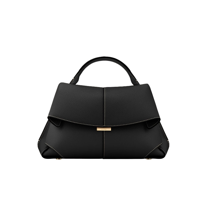 V888-ELOSUNG32063-202505261537-00 Black Elegant Womens Genuine Cowhide Leather Top Handle Satchel - Chic Flap Crossbody Shoulder Bag - Image 1