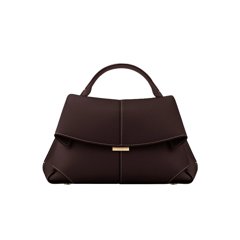 V888-ELOSUNG32067-202505261538-00 Coffee Elegant Womens Genuine Cowhide Leather Top Handle Satchel - Chic Flap Crossbody Shoulder Bag - Image 1