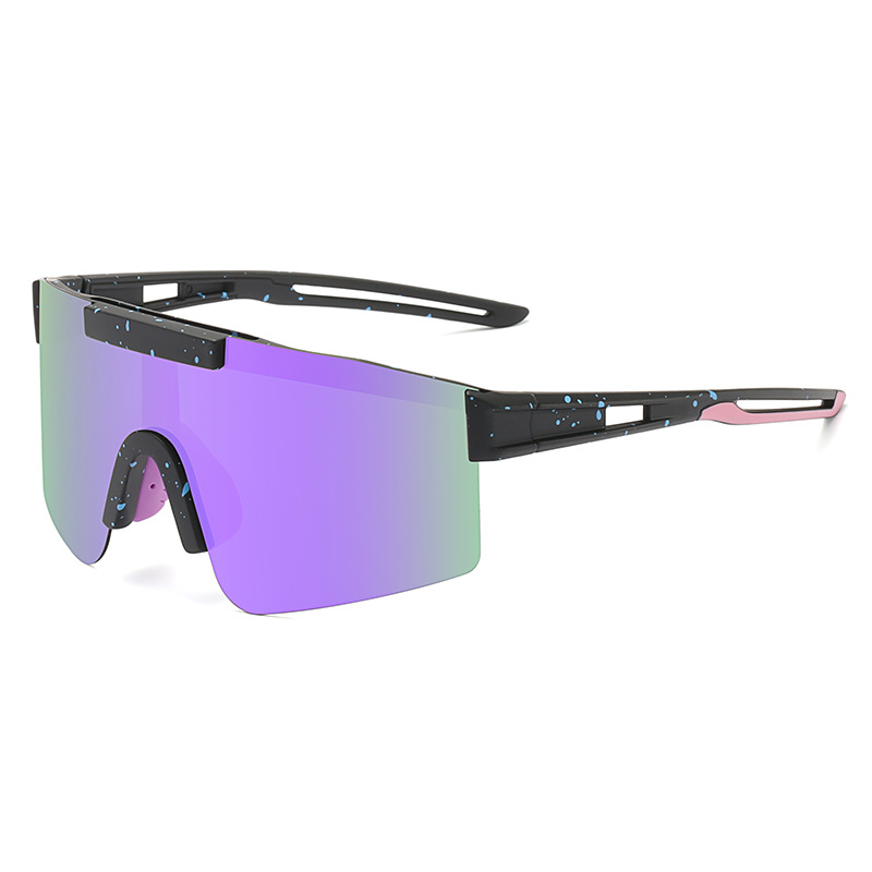 V888-ELOSUNG32197-202506051741-00 Purple Lenses With Black Temples Ultra-Light Polarized Sports Sunglasses - Wraparound Shield Design for Cycling & Outdoor Performance - Image 1