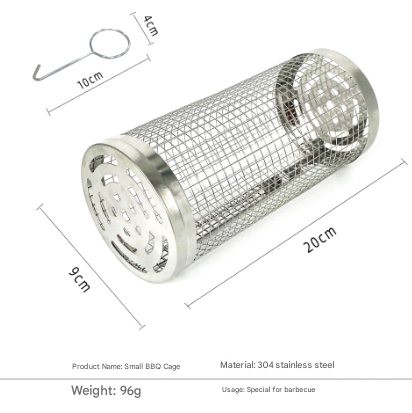 V888-ELOSUNG32257-202506061828-00 2 Pcs Size S Silver Rolling Stainless Steel BBQ Grill Basket - Cylindrical Grilling Cage for Veggies, Meats & More (304 Food-Grade) - Image 1