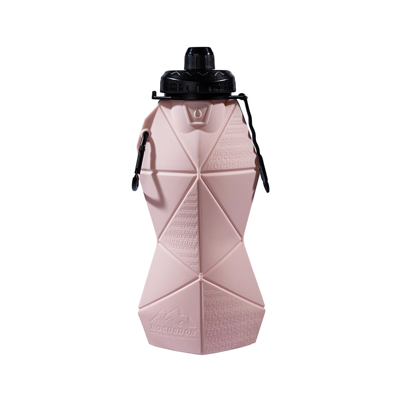 V888-ELOSUNG32317-202506111531-00 Pink and Black Cup Lid Ultimate Foldable Silicone Water Bottle - Lightweight Leakproof Travel & Sports Hydration - 700ml - Image 1