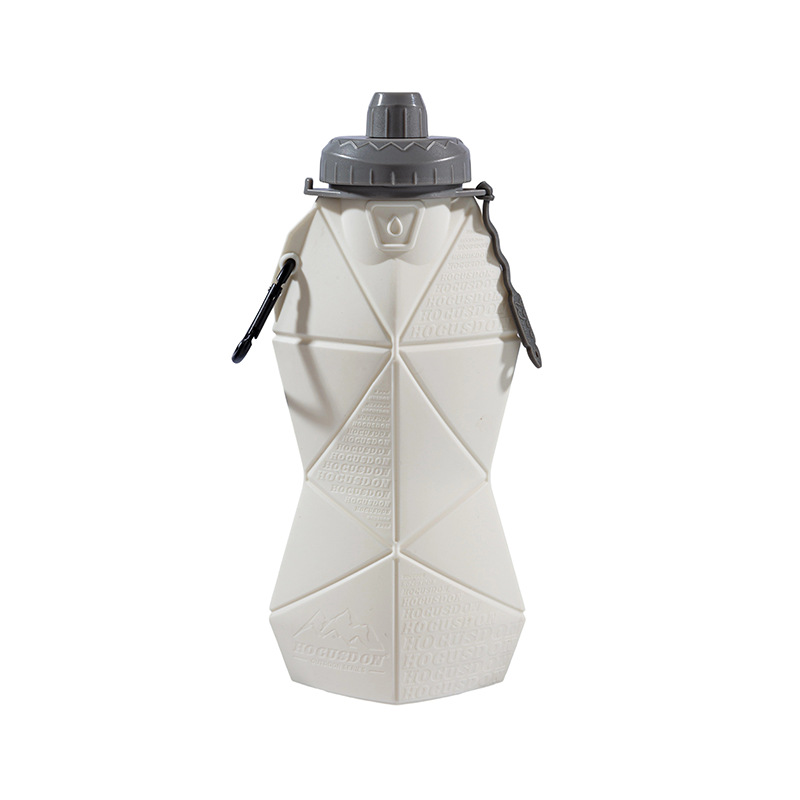 V888-ELOSUNG32318-202506111532-00 White and Grey Cup Lid Ultimate Foldable Silicone Water Bottle - Lightweight Leakproof Travel & Sports Hydration - 700ml - Image 1